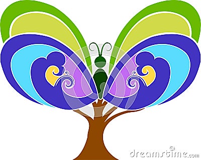 Butterfly tree Vector Illustration