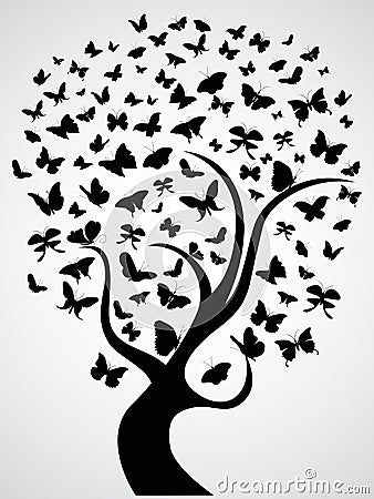 Butterfly tree Vector Illustration