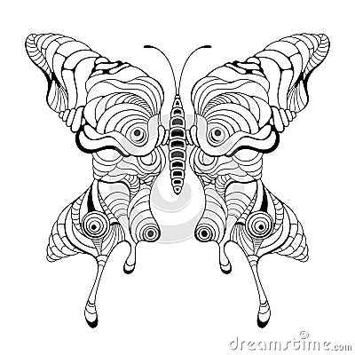 Butterfly vector art stencil for tattoo or t-shirt print. Symmetric butterfly ornament Vector Illustration