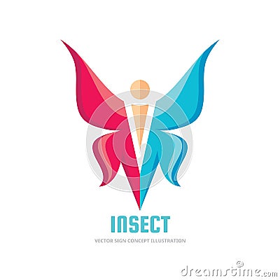 Butterfly - vector business logo template creative illustration in flat style. Insect sign. Abstract concept icon. Geometric Vector Illustration