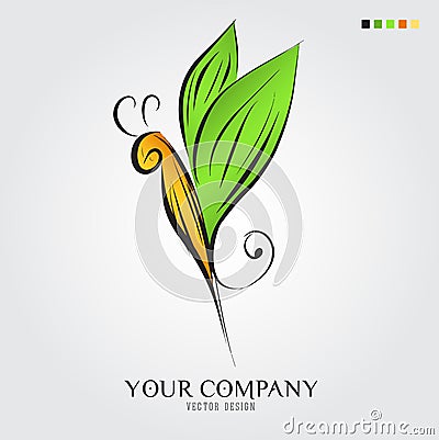 Butterfly vector illustration, logo, cartoon drawing Vector Illustration