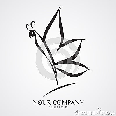 Butterfly vector illustration, logo design, black and white Vector Illustration