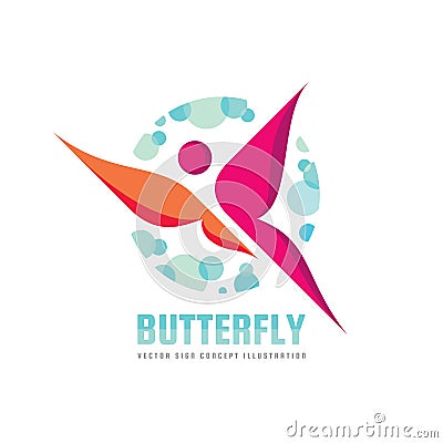 Butterfly vector logo template. Beauty salon - sign creative illustration. Human character. Abstract icon. Vector Illustration