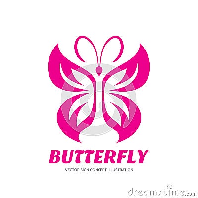 Butterfly vector sign - logo template concept illustration in graphic style design. Decorative art Vector Illustration