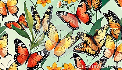 Butterfly wall brilliant colors wallpaper background nature display Cartoon Illustration