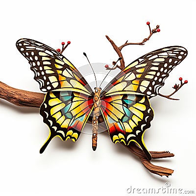 Butterfly on White Serene Splendor Stock Photo