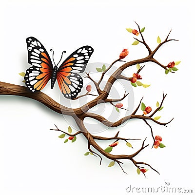 Butterfly on White Serene Splendor Stock Photo