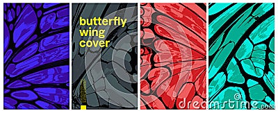 Butterfly wing abstract pattern collection. Vertical orientation. Vector Illustration