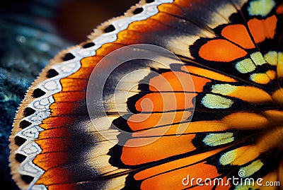 Butterfly Wing Texture Background, Insect Wings Macro Pattern, Butterfly Wing Closeup, Generative AI Illustration Stock Photo