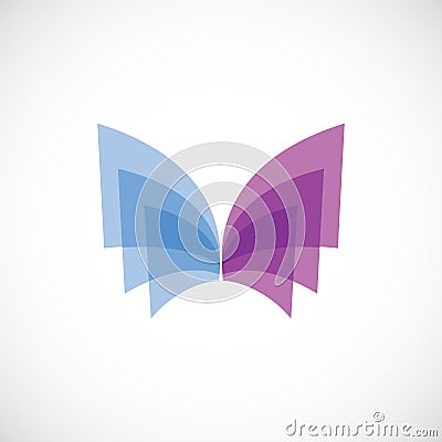 Butterfly wings logo template. Soft colors. Vector Illustration