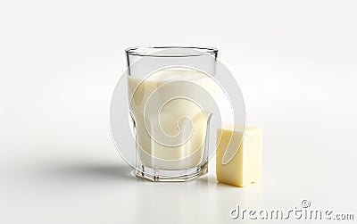 Buttermilk Isolated on Transparency -Generative Ai Stock Photo