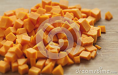 Butternut Squash Cubes Stock Photo