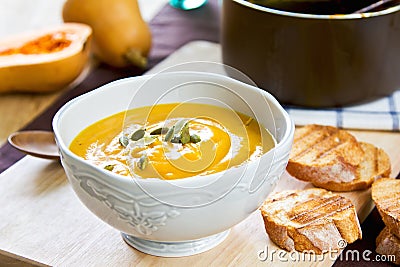 Butternut squash soup Stock Photo