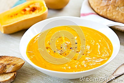 Butternut squash soup Stock Photo