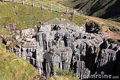 Buttertubs limestone rock formations in Yorkshire Stock Photo