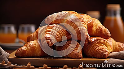 buttery brown croissan food Cartoon Illustration