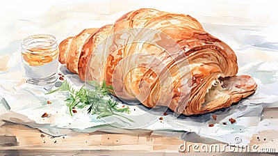 buttery gourmet croissan food Cartoon Illustration