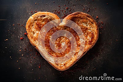 Buttery Slice toasted heart bread. Generate Ai Stock Photo