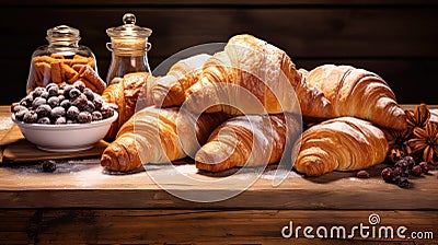 buttery sweet croissan food Cartoon Illustration