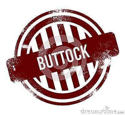 Buttock - red round grunge button, stamp Stock Photo