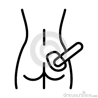 Buttocks waxing linear icon. Female butt hair removal procedure. Depilation with natural soft hot wax. Thin line illustration. Vector Illustration