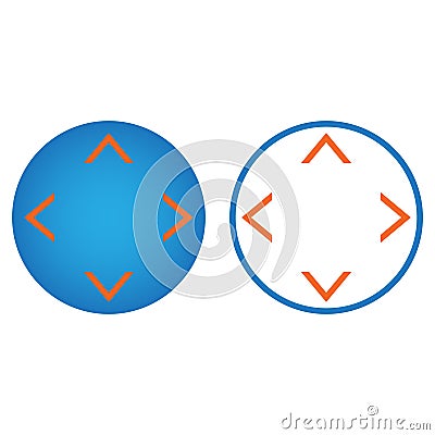 Button with arrows in four directions line icon, outline and sol Vector Illustration