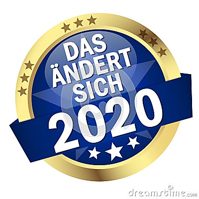 Button with Banner that changes in 2020 (in german Vector Illustration