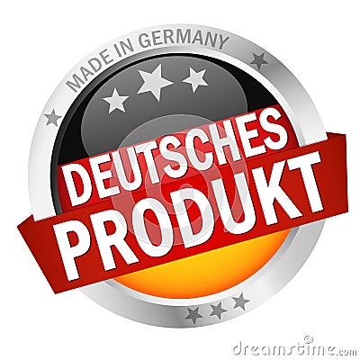 Button with Banner DEUTSCHES PRODUKT Vector Illustration