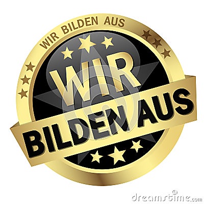 Button with Banner we educate (in german Vector Illustration