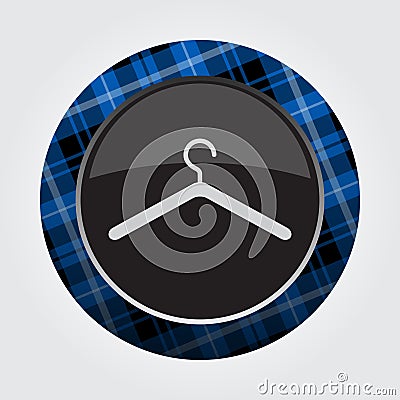 Button with blue, black tartan - hanger icon Vector Illustration