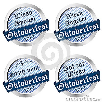 Button collection Oktoberfest 2017 Vector Illustration