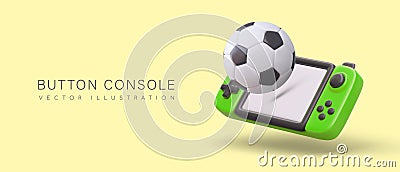 Button console. Electronic team game, strategy. Online soccer competition Vector Illustration
