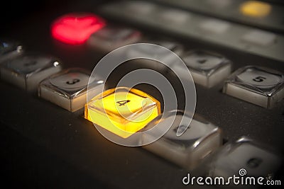 Button on the control panel television equipment Stock Photo