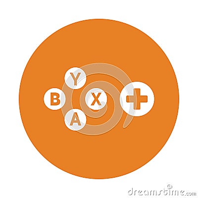 Button, controller, gamepad icon. Orange color design Vector Illustration