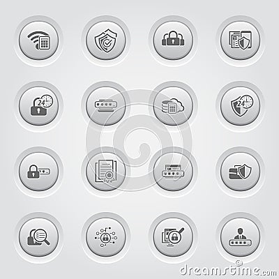 Button Design Security and Protection Icons Set. Vector Illustration