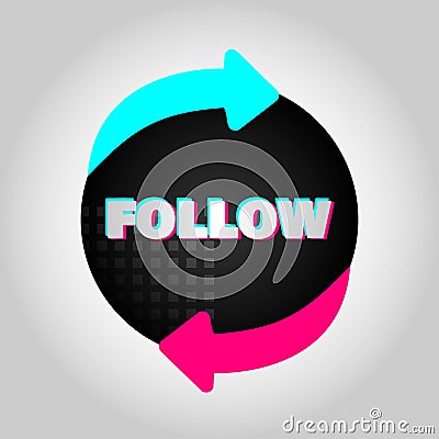 A button drawn in the colors of a popular social network. Follow button. Vector illustration Vector Illustration