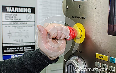 Button emergency stop Stock Photo