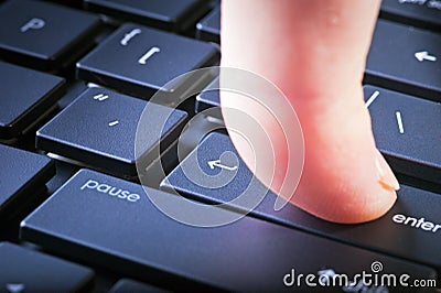 Button Enter on fragment of computer keyboard Stock Photo