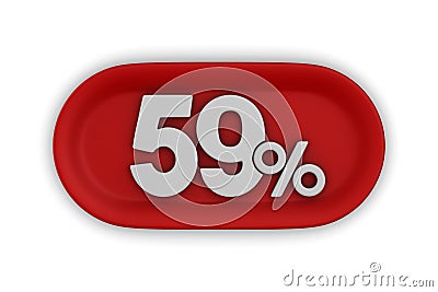 Button with fifty nine percent on white background. Isolated 3D illustration Cartoon Illustration