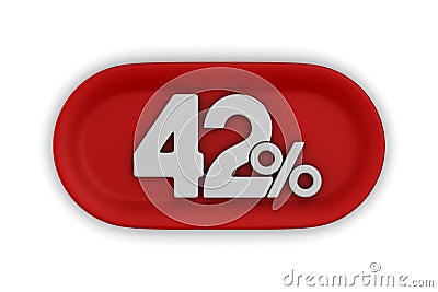 Button with fourty two percent on white background. Isolated 3D illustration Cartoon Illustration