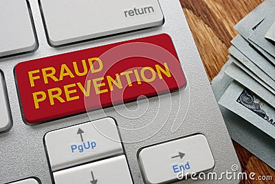 Button fraud prevention on keyboard Stock Photo