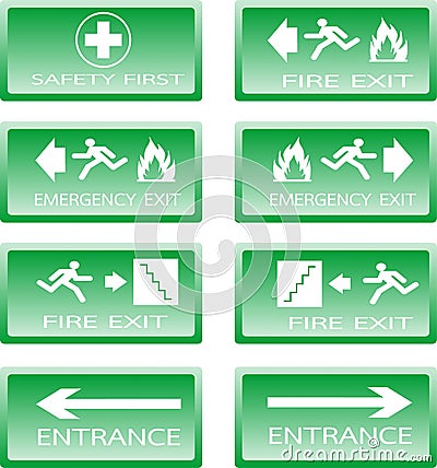 Button Green safety sign Vector Illustration