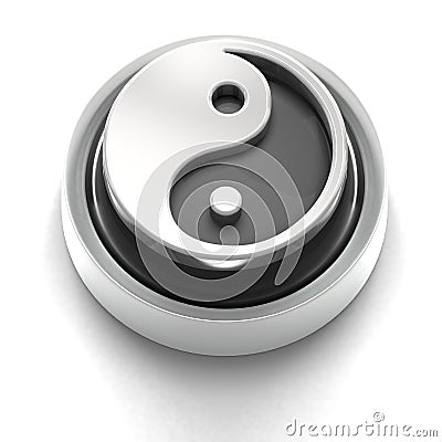 Button Icon: Yin Yang Cartoon Illustration