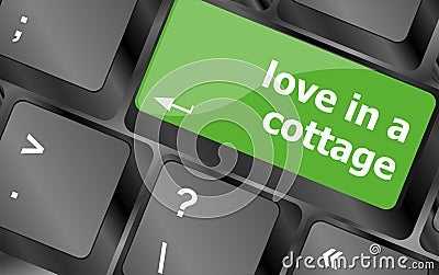 Button keypad keyboard key with love in a cottage words Stock Photo