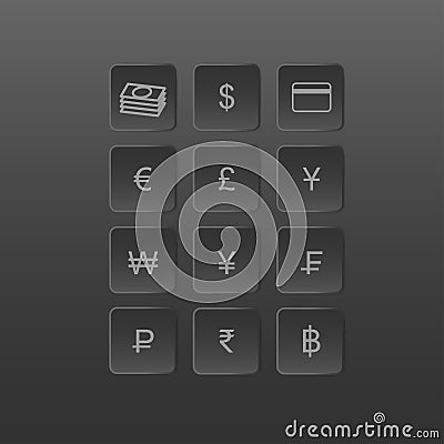 Button money currency icons Vector Illustration