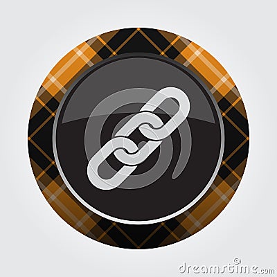 Button orange, black tartan - hanging chain icon Vector Illustration