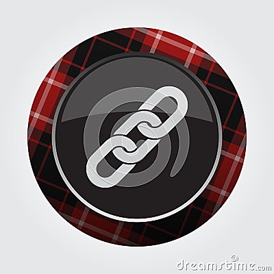 Button with red, black tartan - hanging chain icon Vector Illustration