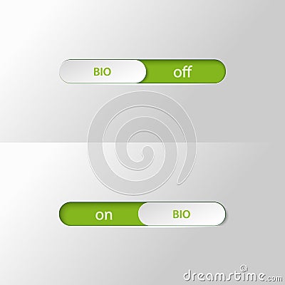 Button slider bio on off Cartoon Illustration