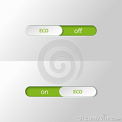 Button slider eco on off Cartoon Illustration