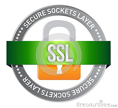 Button SSL seal Cartoon Illustration